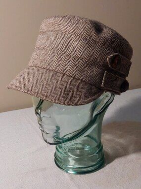 San Diego Hat Company Brown & Cream Herringbone Tweed Cadet Hat O/S ($33 new)